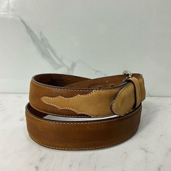 SILVER CREEK Two Tone Leather Belt - Picture 1 of 6